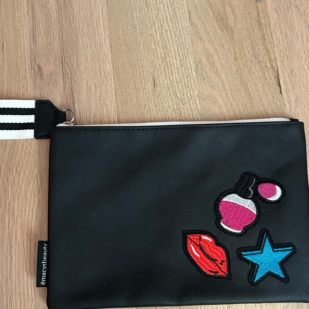 Macy's Black Travel Bag with Fun Patches